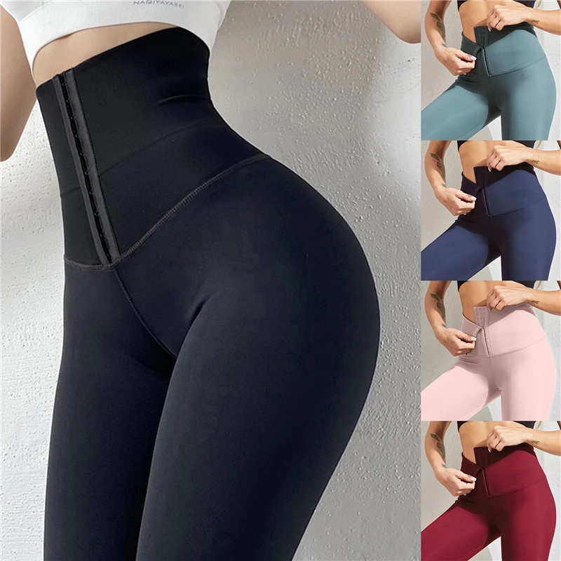 

Women High Waist Legging Push Up Fitness Leggings Winter Ladies Sexy Slim Solid Color Hasp Legging