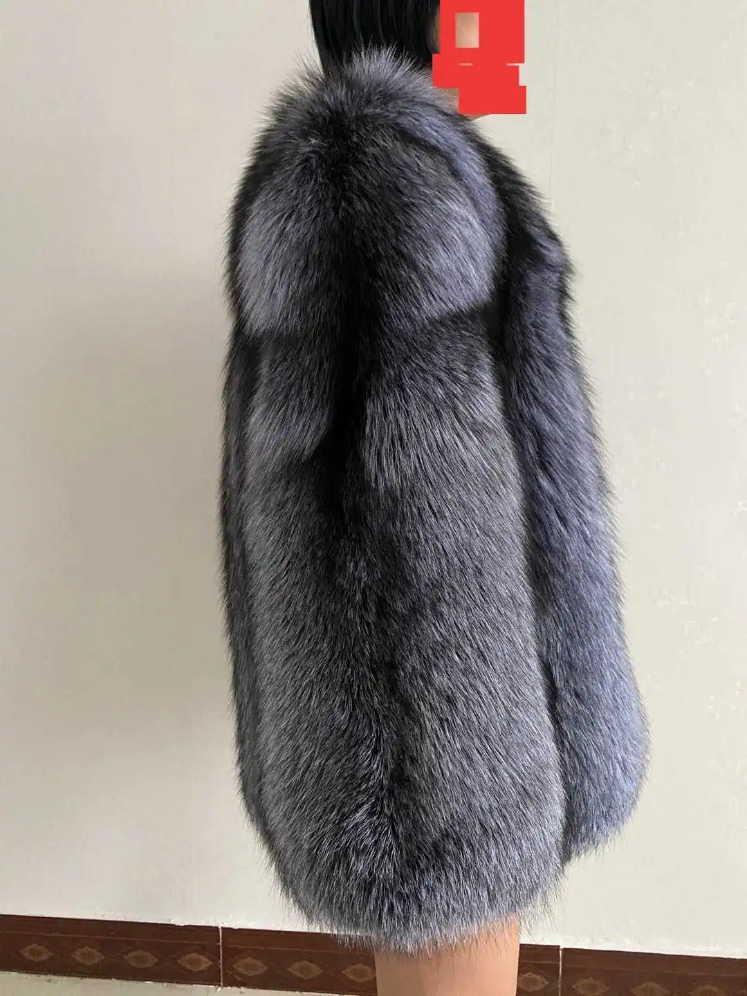 FURYOUME 2022 Winter Women Real Silver Fox Fur Coat Wholeskin Natural Fur Jacket Ladies Luxury Outerwear Long Sleeves Overcoat enlarge