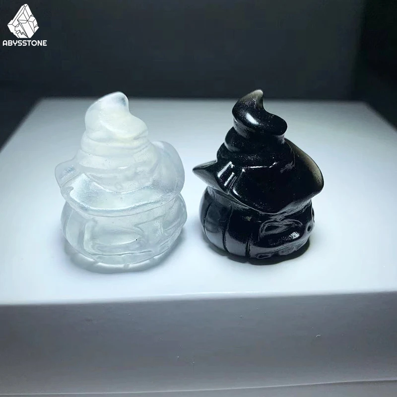 

Фигурки призраков из хрустальной тыквы, украшения для шляпы волшебника, Хэллоуин, натуральные камни, прозрачный кварц, ведьмахство, медитац...