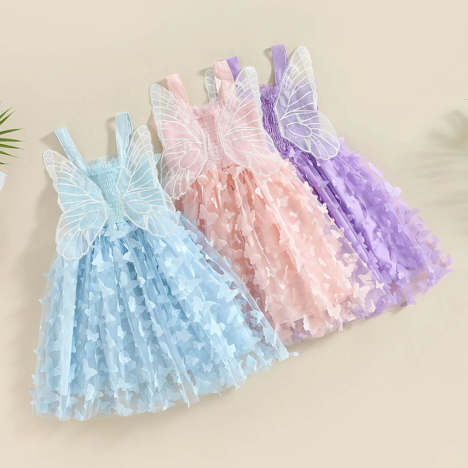 

Детское летнее платье из тюля Pudcoco с крыльями для девочек, детское платье принцессы с бабочками без рукавов для малышей