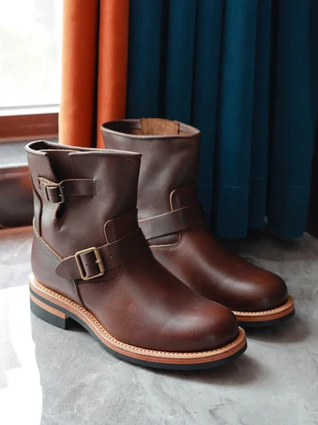 Американские повседневные ботинки инженера, мотоциклетные ботинки, мужские кожаные уличные ботинки, хорошее мастерство