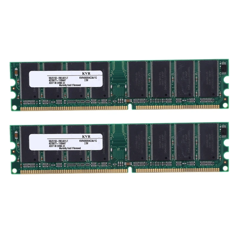 

2X 2.6V DDR 400MHz 1GB Memory 184Pins PC3200 Desktop for RAM CPU GPU APU Non-ECC CL3 DIMM