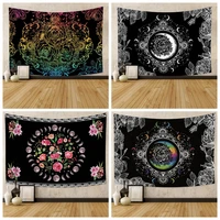 mysterious aesthetic moon rose tapestry starry floral psychedelic butterfly wall hanging hippie bedroom living room home decor