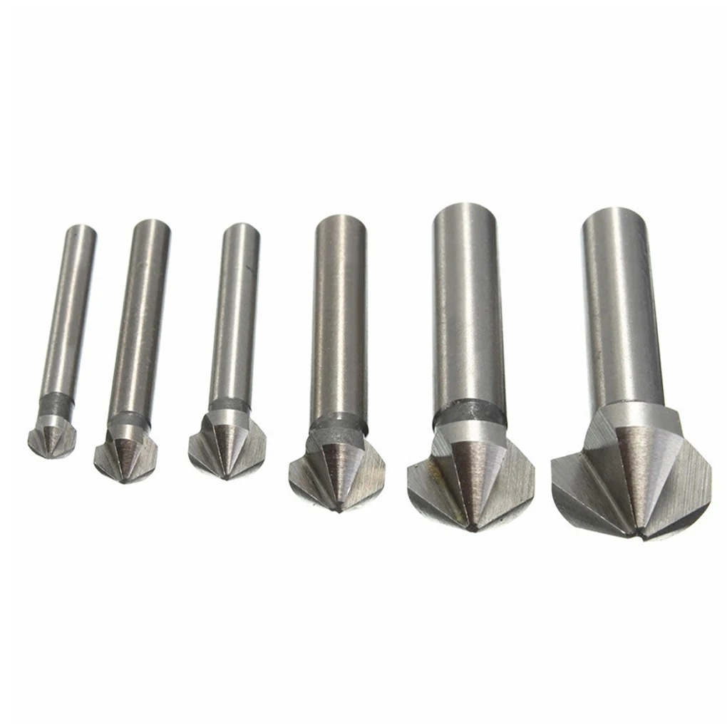 

6 Pieces Drill Bit High-speed Steel 90 Degree Woodworking Drilling Bits Round Shank Countersink Punching Hole Puncher