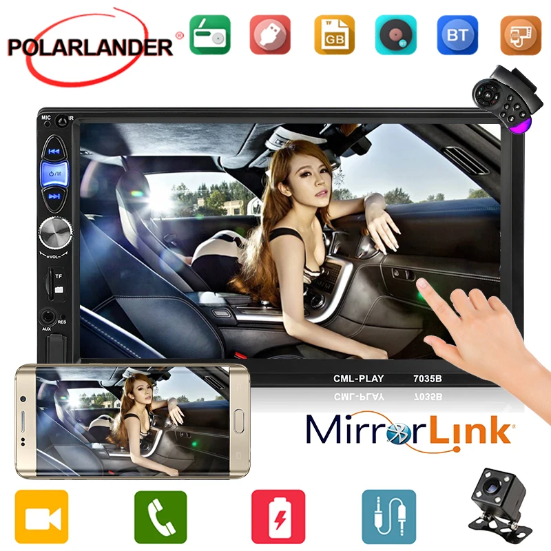 

Автомагнитола 2 Din, 7 дюймов, Стерео Авторадио для Android Mirror Link, Bluetooth, сенсорный экран, mp5-плеер, видеовыход, задняя камера