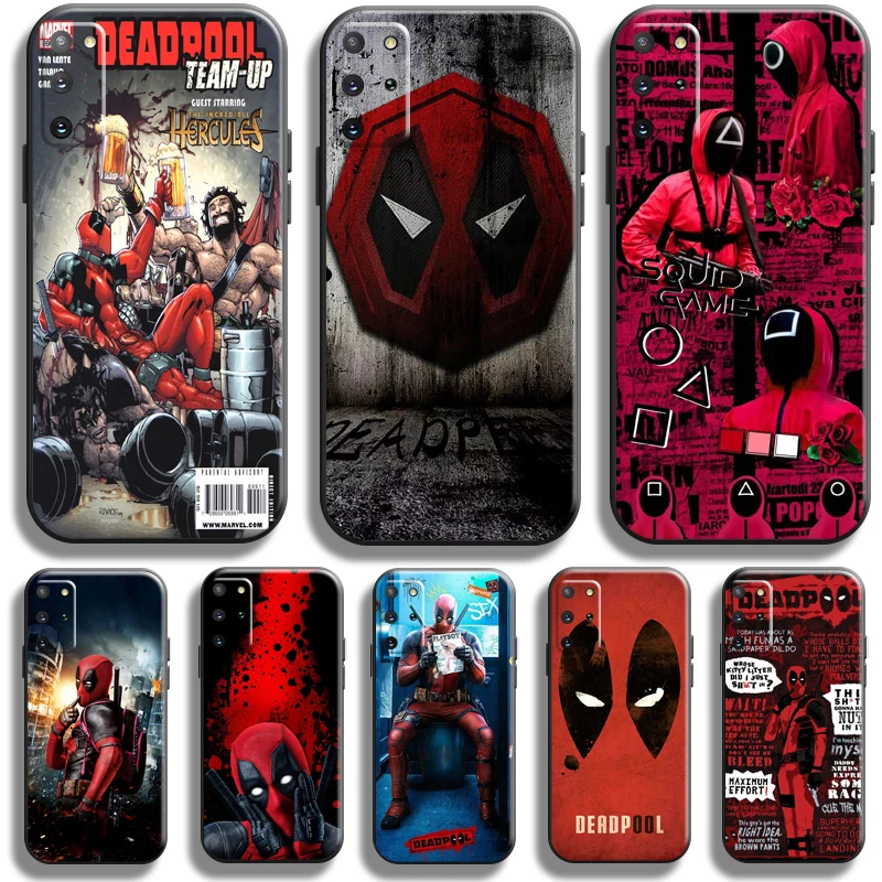 

Marvel Deadpool Phone Case For Samsung Galaxy S22 S21 S20 Plus Ultra 5G Case For Samsung S21 S20 FE TPU Silicone Cover Black