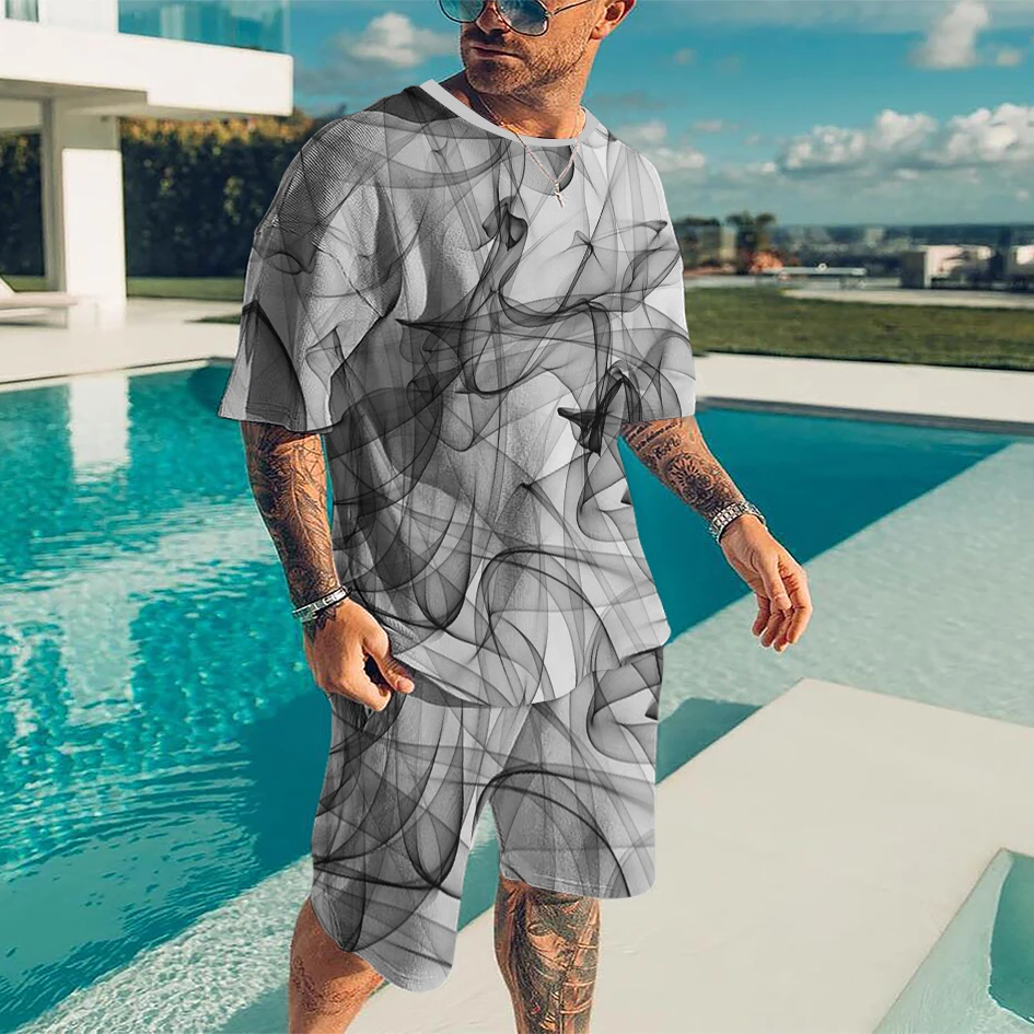 

Print Men's Sets T-Shirts Shorts Summer Tracksuits Fashion Sportswear Man Jogging Set Casual Streetwear Male Sports Suit Clothes