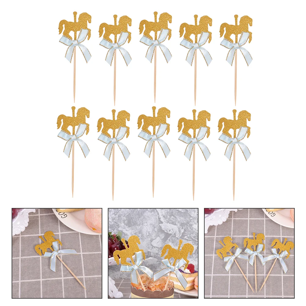 

40 Pcs Cake Fruit Insert Fruitcakes Animal Cake Ornament Birthday Cake Cartoon Wooden Holiday Horse Dessert Topper Baby
