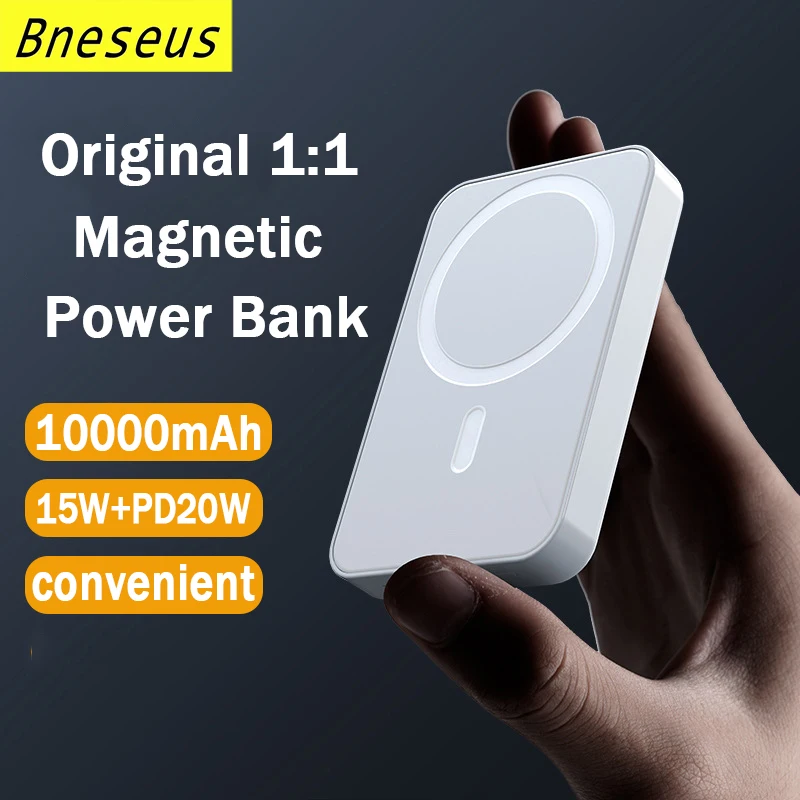 

Original 1:1 10000mAh Magnetic Wireless Power Bank External Auxiliary Battery Pack For iphone 12 13 14 Pro Max Mini Fast Charger