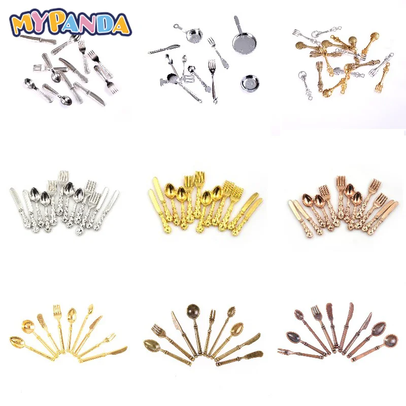 

Doll House Miniature Accessories Fork Knife Soup Spoon Mini Tableware Simulation Kitchen Food Furniture Toys