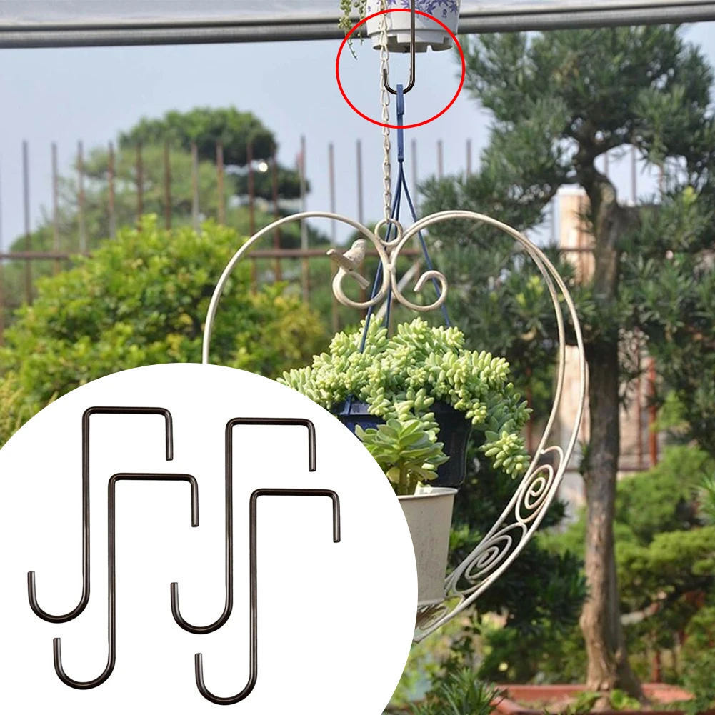 

4pcs Hanging Hooks Balcony S Shaped Indoor Rustproof Fence Outdoor Garden For Bird Feeder Flower Pot Home Decor Kitchen Steel