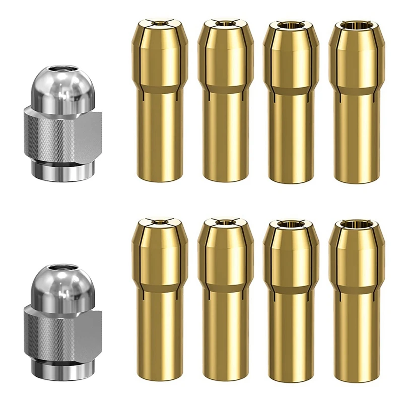 

BMDT-Brass Drill Chucks Collet Bits, 8Pcs Replacement 4485 Brass Quick Change Rotary Drill Nut Tool Set