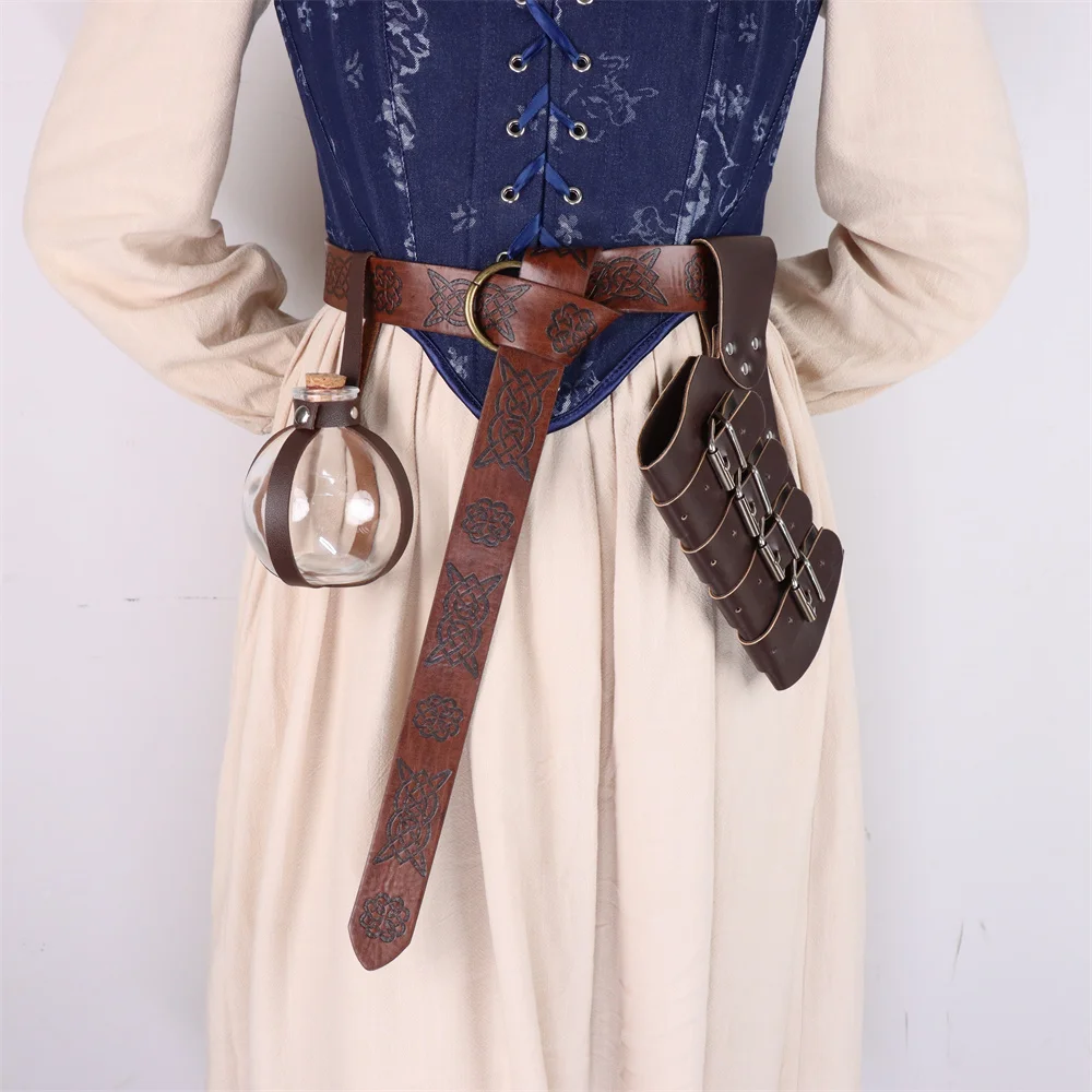 Кожаная поясная сумка в средневековом стиле для ролевых игр