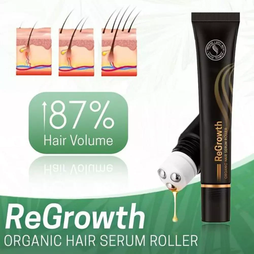 

NEW2023 Organic Hair Serum Roller Set Biotin Hair Growth Serum Triple Roll-On Massager Hair Growth Essence for All Hair Types