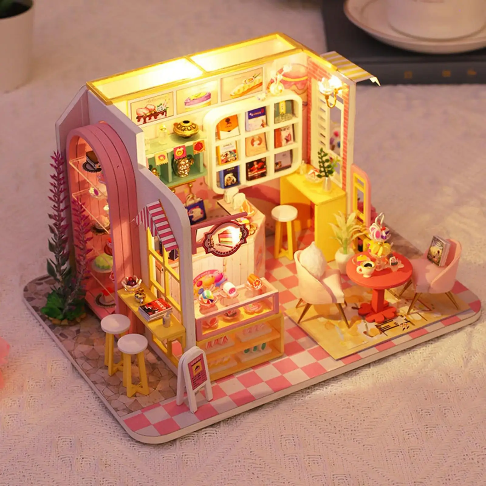 

Miniature Cake Dollhouse, with Furniture Cake Shop for Boys Girls Women Valentine'S Day Gift