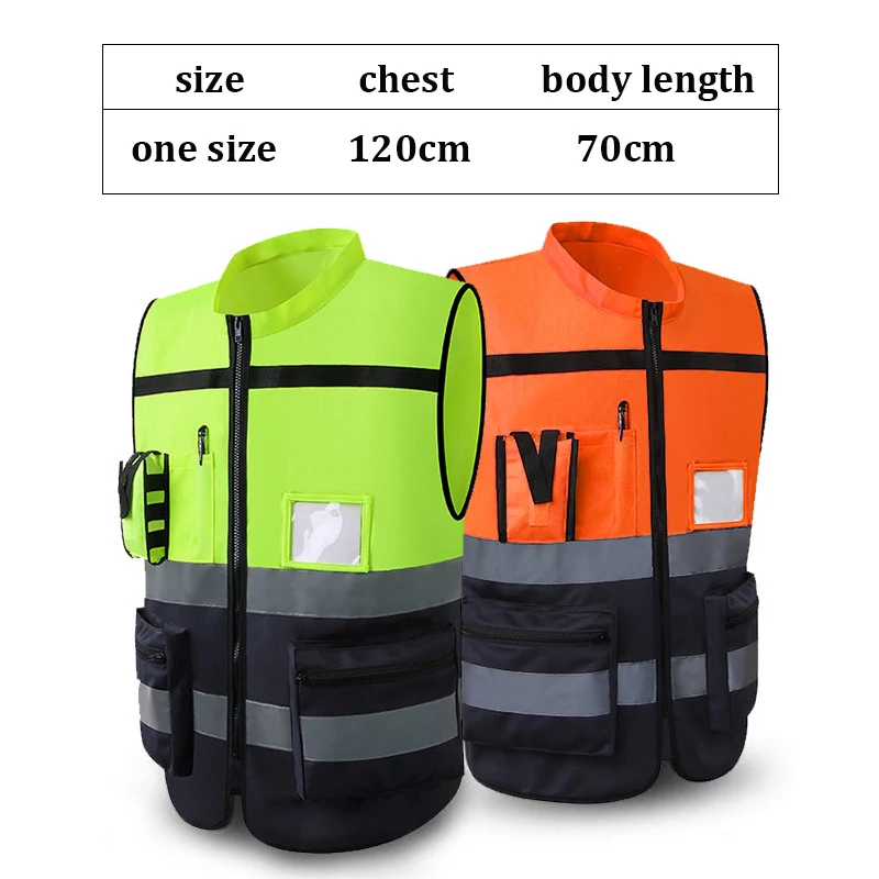 Светоотражающий жилет высокой видимости куртка без рукавов мужская спецодежда Hi