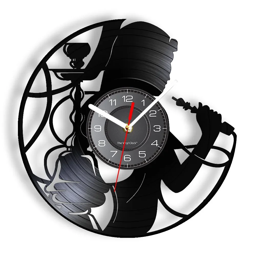 

Hookah Lounge Vinyl Record Wall Clock Smoking Wall Art Man Cave Decor Watch Shisha Vinyl Disk Crafts Clock Entertainment Gift