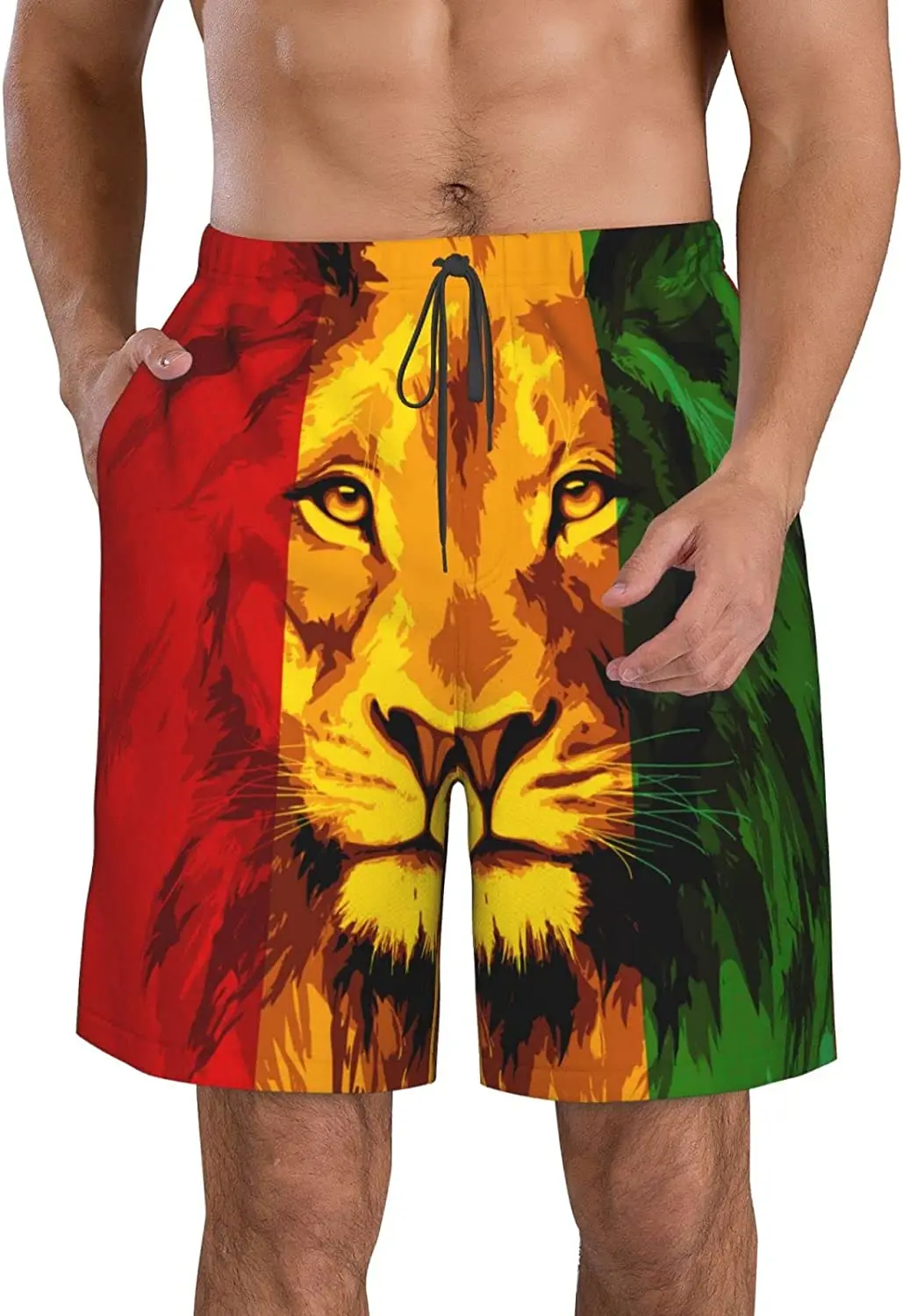 

Мужские пляжные шорты Reggae Rasta с флагом львом, плавки, шорты для доски с эластичной талией и карманами