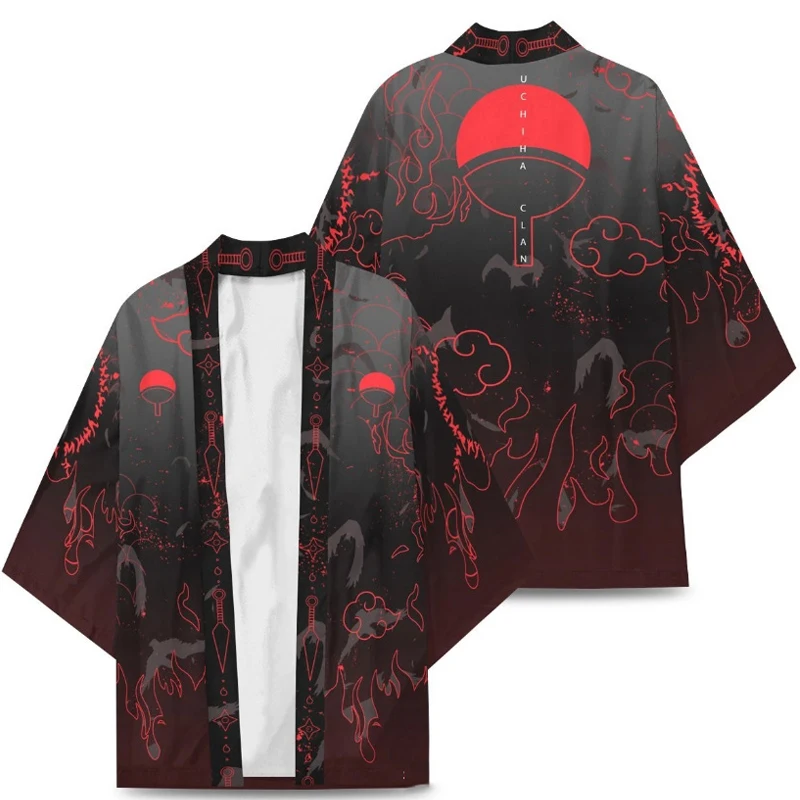 Akatsuki Uzumaki Itachi Red Cloud Kimono Shirt Haori Yukata Printing Cosplay Costume Christmas Carnival Pu 'er Festival Gifts