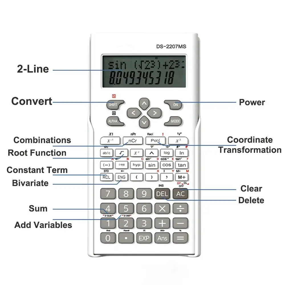 240 функций инженерный научный калькулятор 2-линейный 12-значный