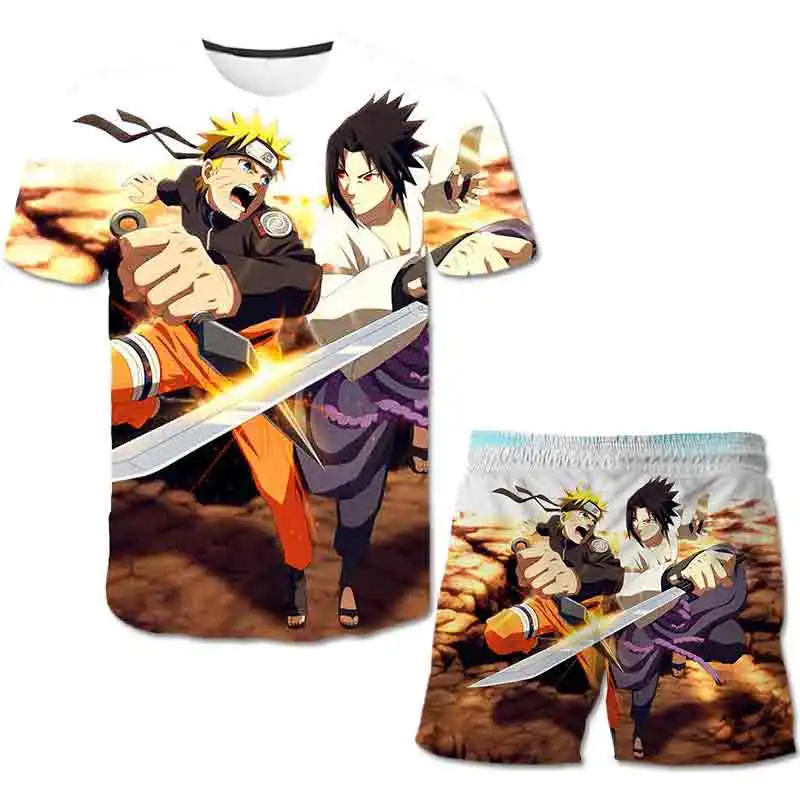 

Kids Akatsuki Clothes Set Boy/Girl T-Shirt + Shorts Summer Clothing Cartoon Casual Tracksuits Children 4-14 Years Clothes Suits