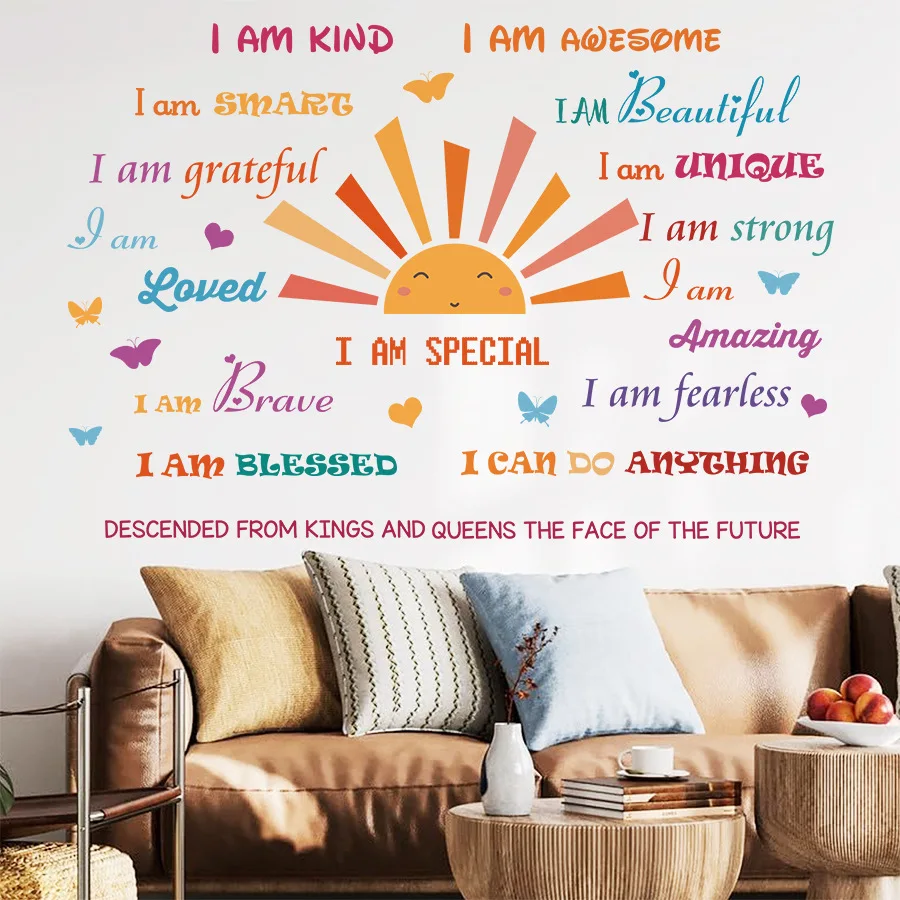 Красочные вдохновляющие наклейки на стену с цитатой богемный солнечный узор