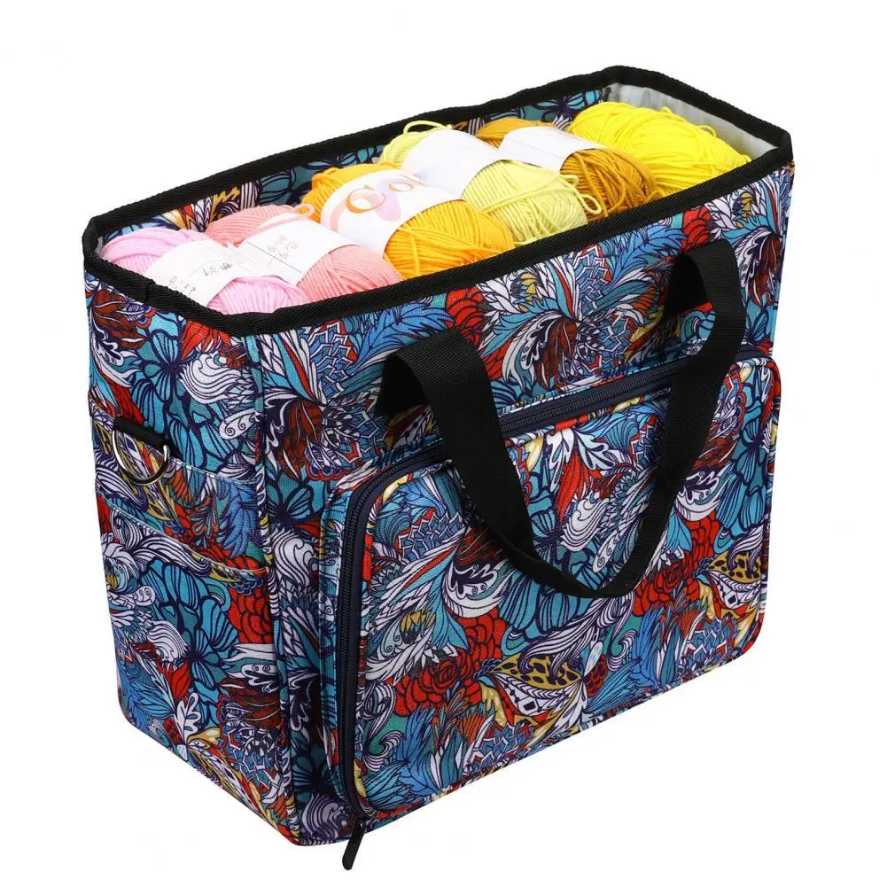 

Storage Bags Scratch-resistant Knitting Tote Bag Large Capacity 600D Oxford Cloth Portable Crochet Tote Organizer Bag for Home