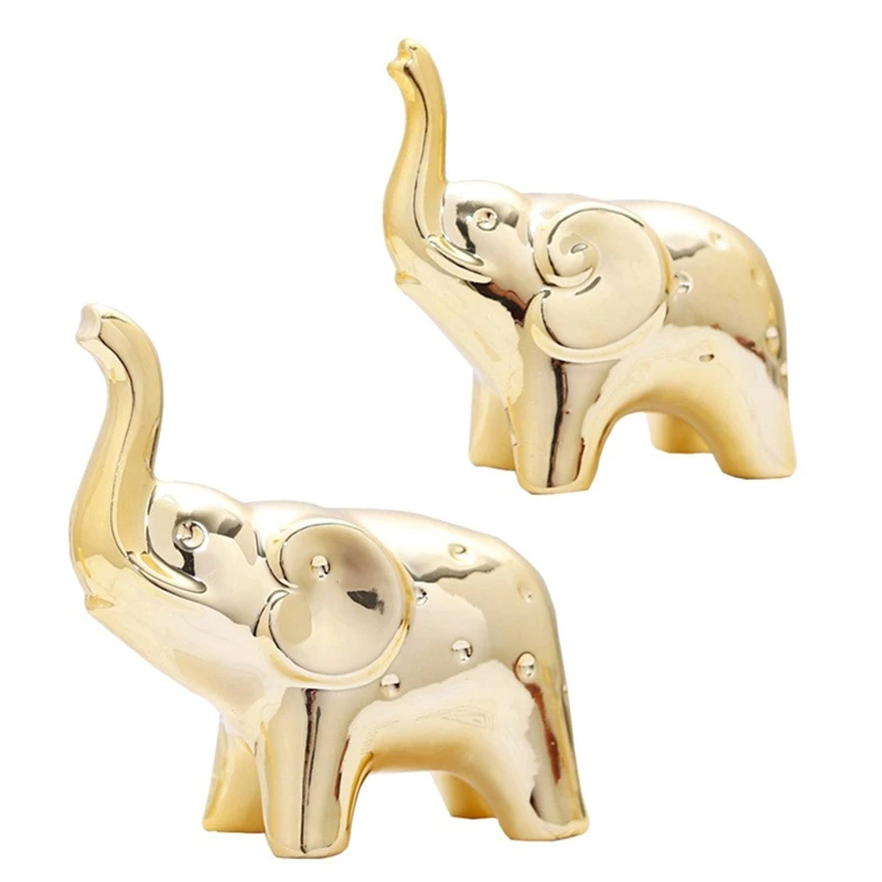 

1 Pair Gold Elephant Statue Home Decor Modern Style Figurines Elephant Ceramics Ornaments Sculpture For Living Room Desktop