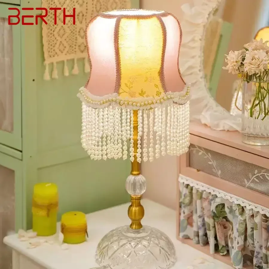 

BERTH French Table Lamp American Retro Living Room Bedroom Villa European Pastoral Creative Tassels Desk Light