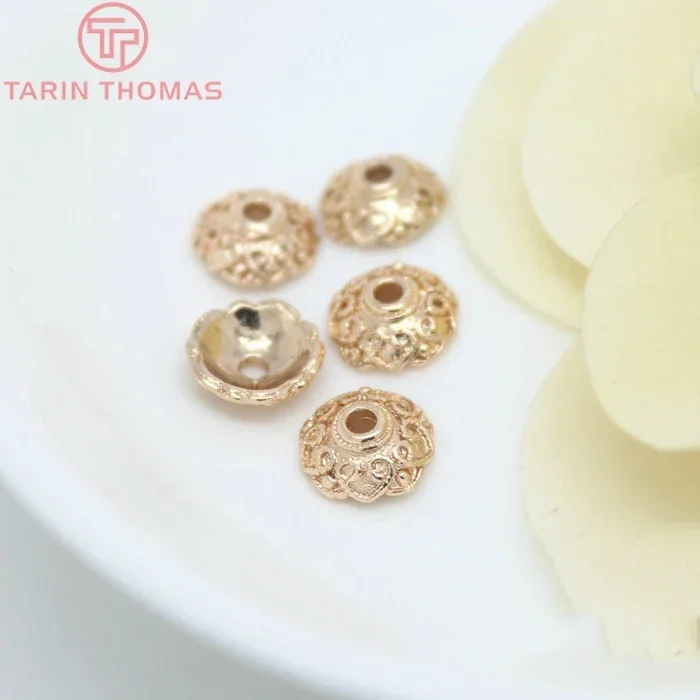 (3174) 10 шт. 9 5 мм 24 К позолоченные латунные бусины колпачки с кисточками высокое