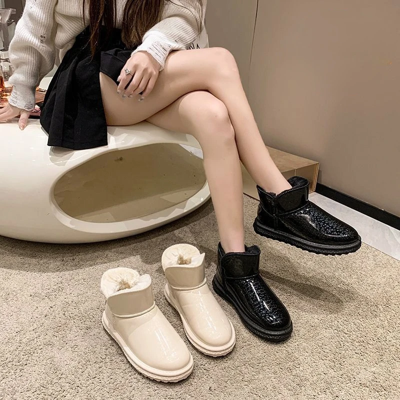 

Зимние ботинки для женщин, утолщенные плюшевые бархатные зимние модные теплые короткие ботинки, хлопковая обувь, женские зимние ботинки, зи...