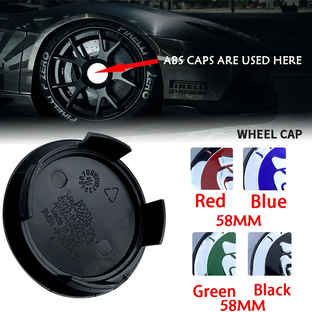 

100pcs 58mm Car Wheel Center Hub Caps Covers for Jaguar XF XJ-6 X-Type XE S-Type F-PACE F-Type XK8 XK XKR XFR Auto Accessories