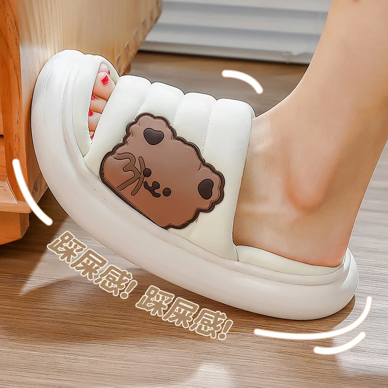 Шлепанцы для мужчин и женщин домашние сандалии на толстой подошве с мультяшным