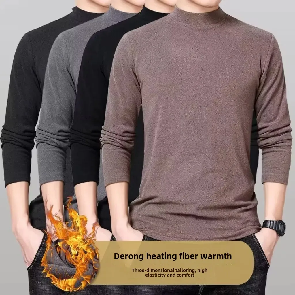 Осень-зима полуполо/черепаха теплый базовый слой двусторонняя флисовая футболка