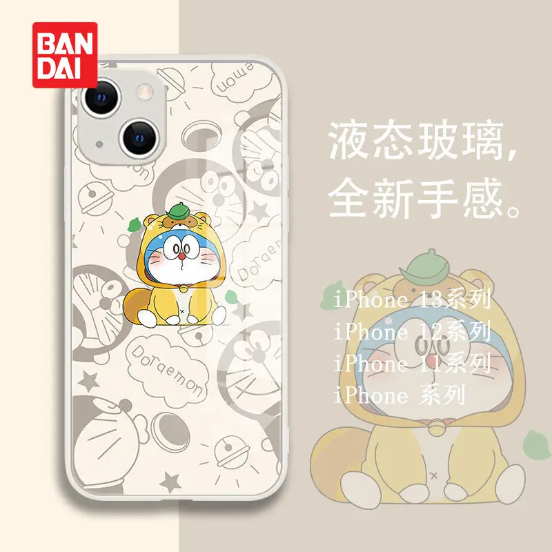 

Bandai Doraemon Cartoon Phone Case for iPhone 13 13Pro 12 12Pro 11 Pro X XS Max XR 7 8 Plus Kawaii Glass Back Covers Fundas