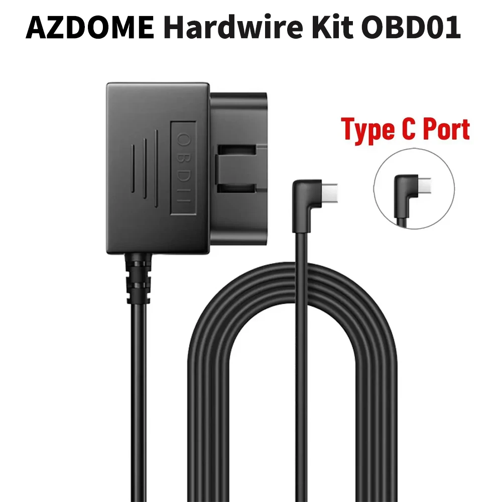 

AZDOME Type-C USB-порт OBD Hardwire Kit для видеорегистратора 12-24 В до 5 В Кабель питания для автомобильной камеры Поддержка режима парковки Micro MINI USB
