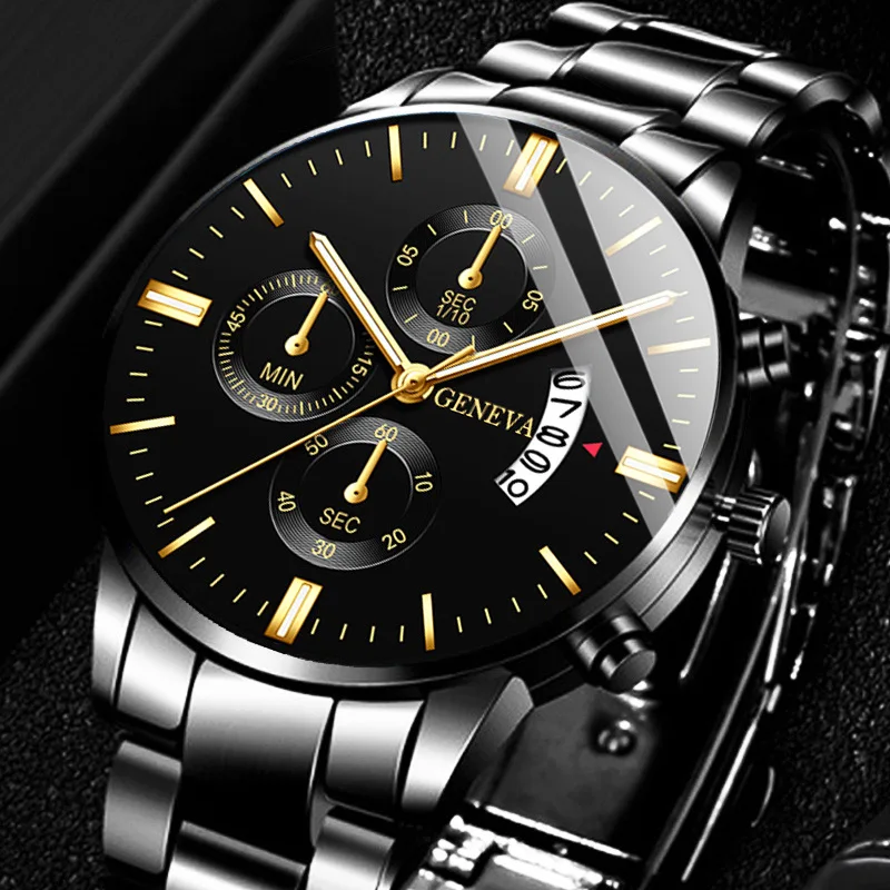 Men's Business Quartz Watch Fashion Fake Three-Eye Six-Pin Calendar Men's Watch Mesh Belt Men's Watch Watch