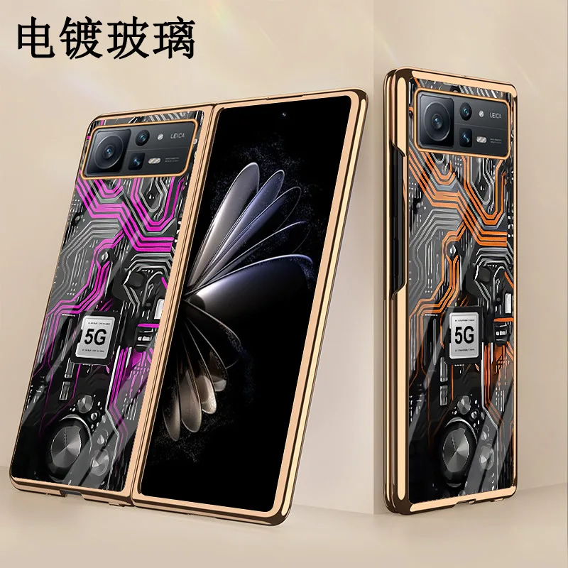 

PCB Pattern Tempered Glass Material Plating Border Case For Mi Mix Fold 2 Case For Xiao-Mi Mix Fold2 5G Case
