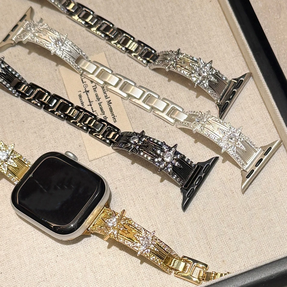 Браслет Sparkling Starburst для Apple Watch 11 10 9 8 7 6 5 4 3 SE Ultra, медный ремешок-цепочка для Iwatch Series 38 40 41 42 44 45 46 49 мм (art.: 3920db37feb59) - 3920db37feb59