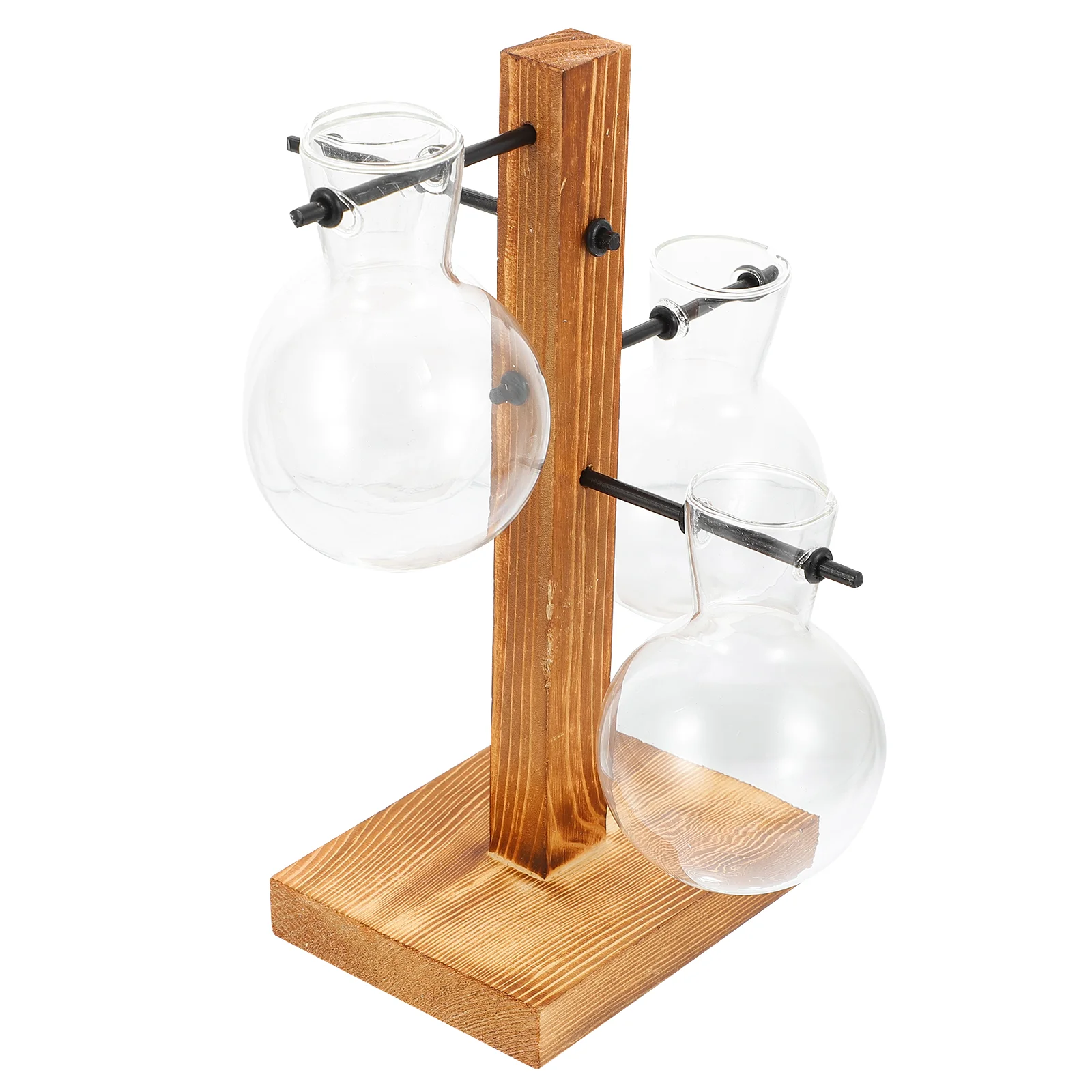 

1pc Vase with Wood Rack Unique Hydroponic Vase Planting Vase for Office Hotel