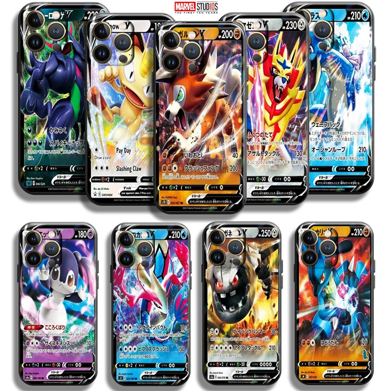 

Anime Pokemon Cards Pikachu For Apple iPhone 13 12 11 Pro Mini X XR XS Max SE 6 6S 7 8 Plus Phone Case Liquid Silicon Soft