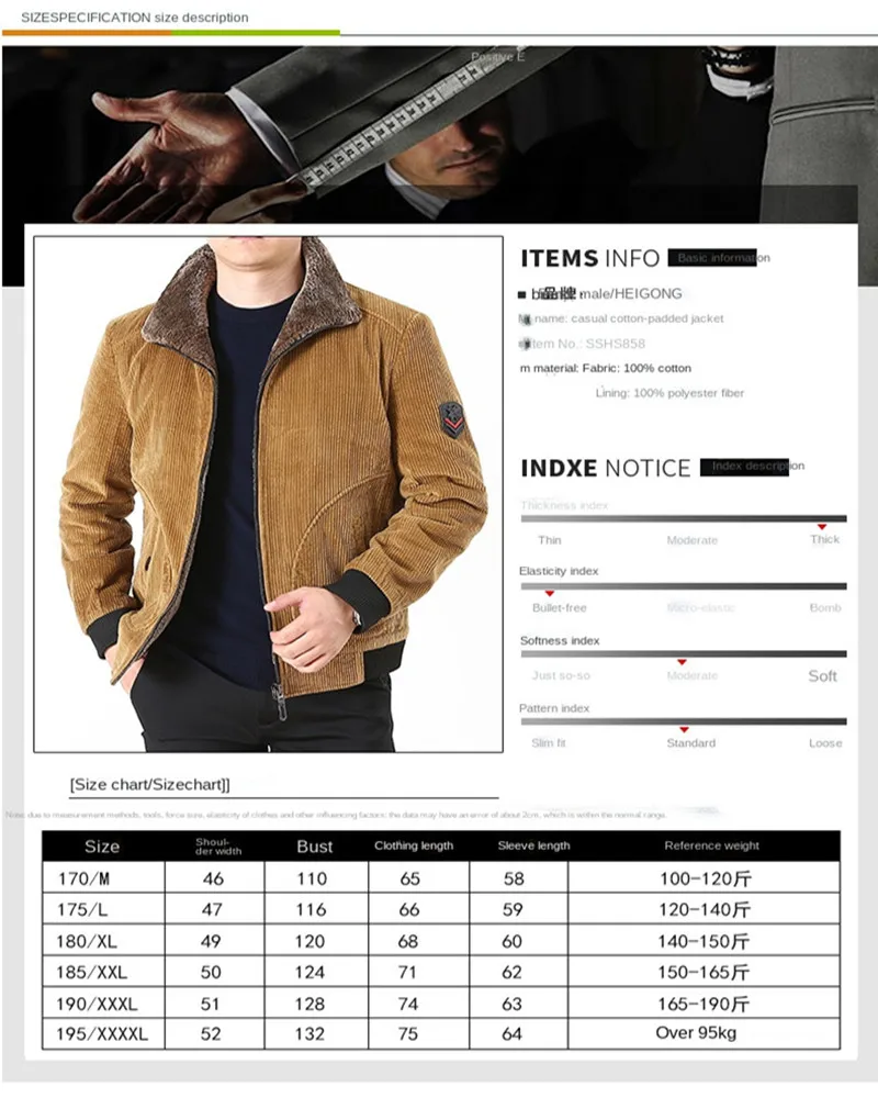 Autumn Winter Men's Jacket New Corduroy Casual Men's Clothing Thickened Coat Loose Large Size Casual Fashion Streetwear M-6XL