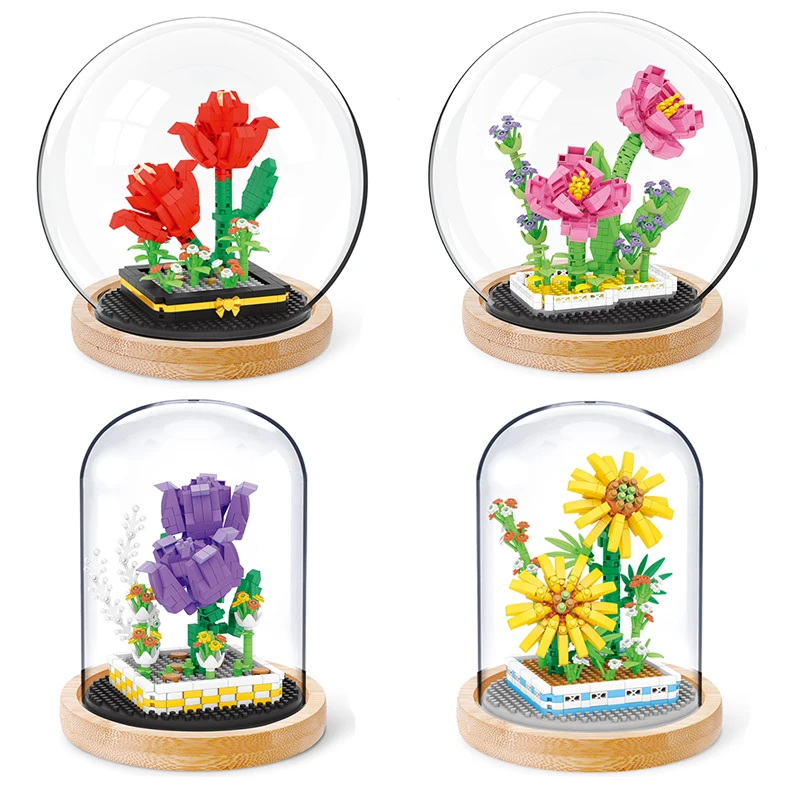 

City Creative Crystal Ball Flower Potted Tabletop Decoration With Original Box Building Blocks Toys Girls Christmas Gifts