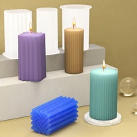 mirror striped cylinder silicone candle mold gypsum form carving art aromatherapy plaster home decoration mold wedding gift hand