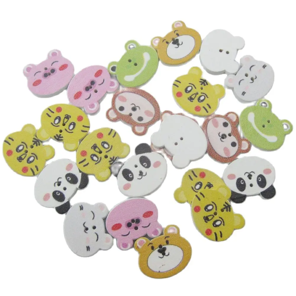 WBNWEO смешанные милые пуговицы для детской рубашки, 100 шт., около 20 мм, деревянные пуговицы, товары для шитья