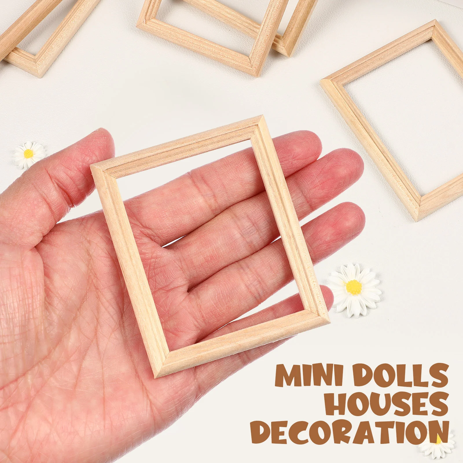 6 Pcs Miniature Figures Mirror House Furniture Photo Frames Picture Retro Decor