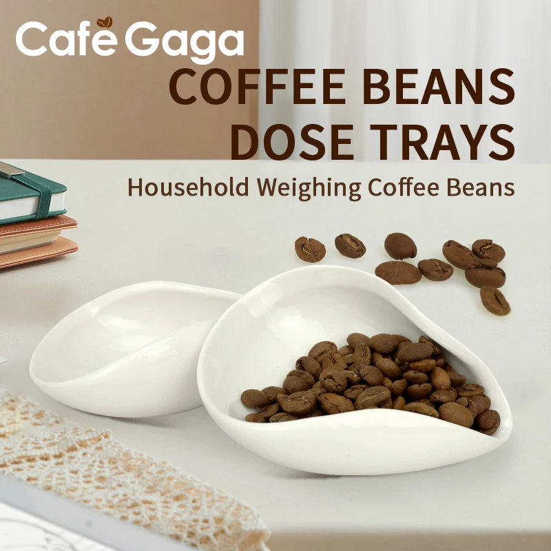 

Coffee Beans Dose Trays Pure White Ceramic Tea Set Scoops Special Shape Design Trays For Espresso Coffee Barista Accessories