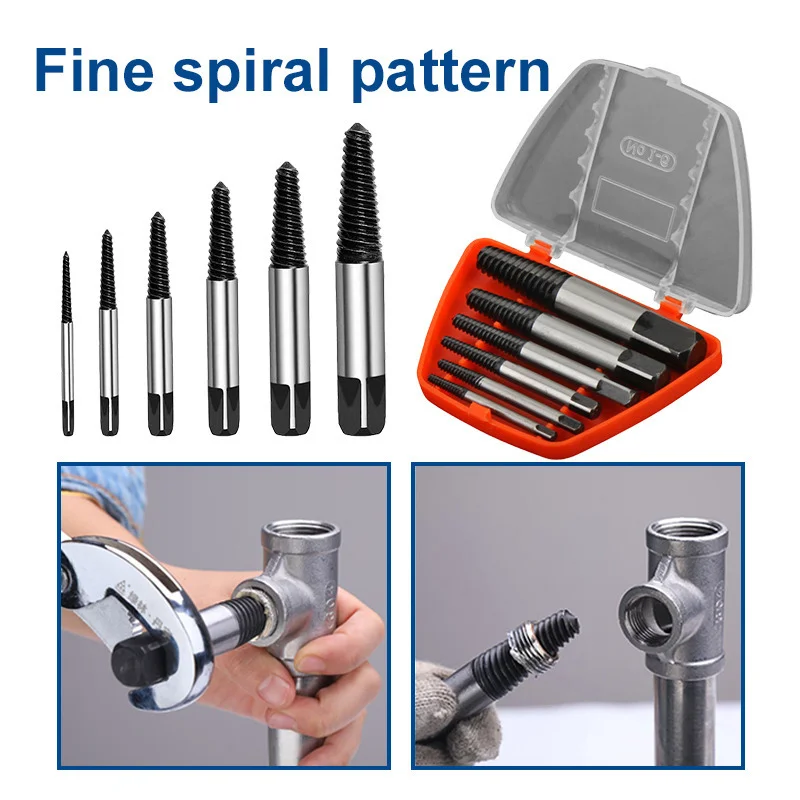 

5Pcs/set Steel Broken Speed Out Damaged Screw Extractor Drill Bit Guide Set Broken Bolt Remover Easy Out Set Woodworking Tools