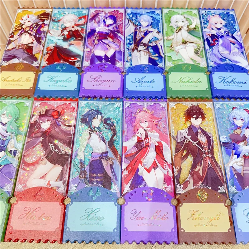 

Hot Genshin Impact Acrylic Quicksand Glitter Ticket Stub Collection Decoration Klee/Xiao/Yae Miko/Raiden Shogun Anime Fan Gift