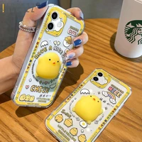 accezz casing for samsung a12 a32 a50s a10 a10s a11 a52 a03 a20s a22 a12m 3d little yellow chicken doll phone case